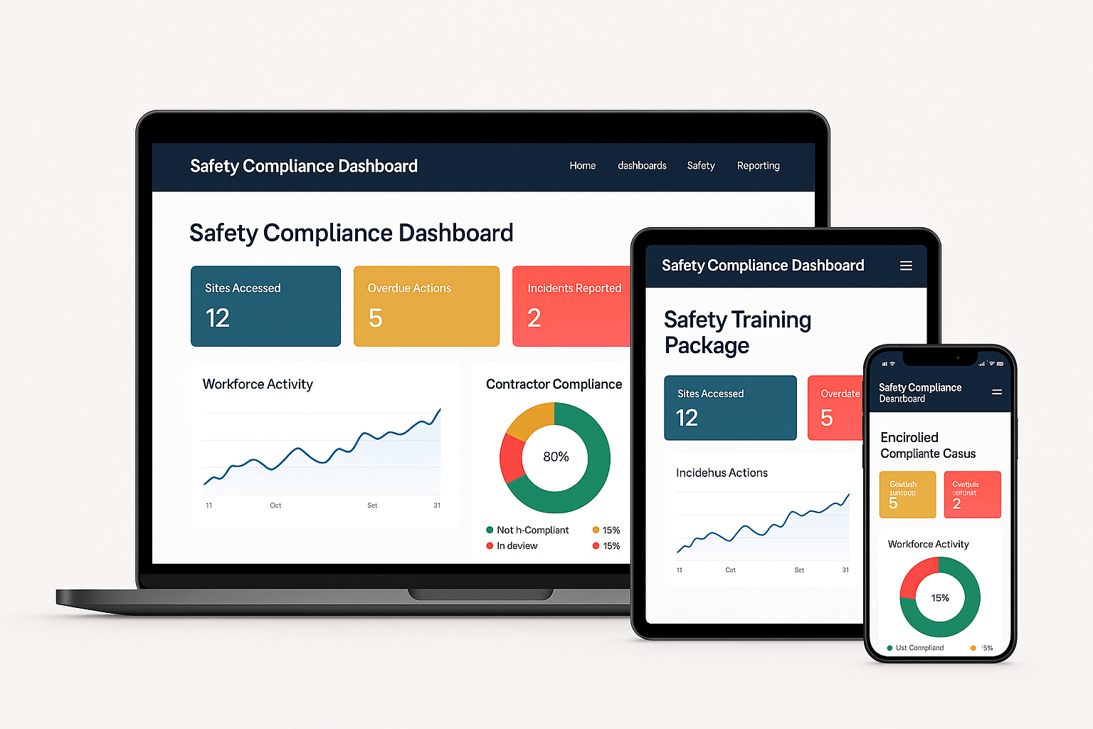 Safety Compliance Dashboard shown on multiple devices