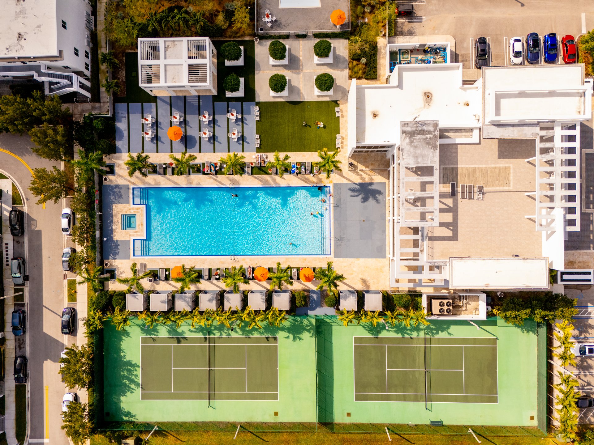 Doral, FL, USA - February 1, 2025: Aerial photo clubhouse at LAndmark at Doral an upscale residential community with amenities