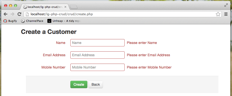data-validation-php-crud-create-form | Iterators data validation php crud create form