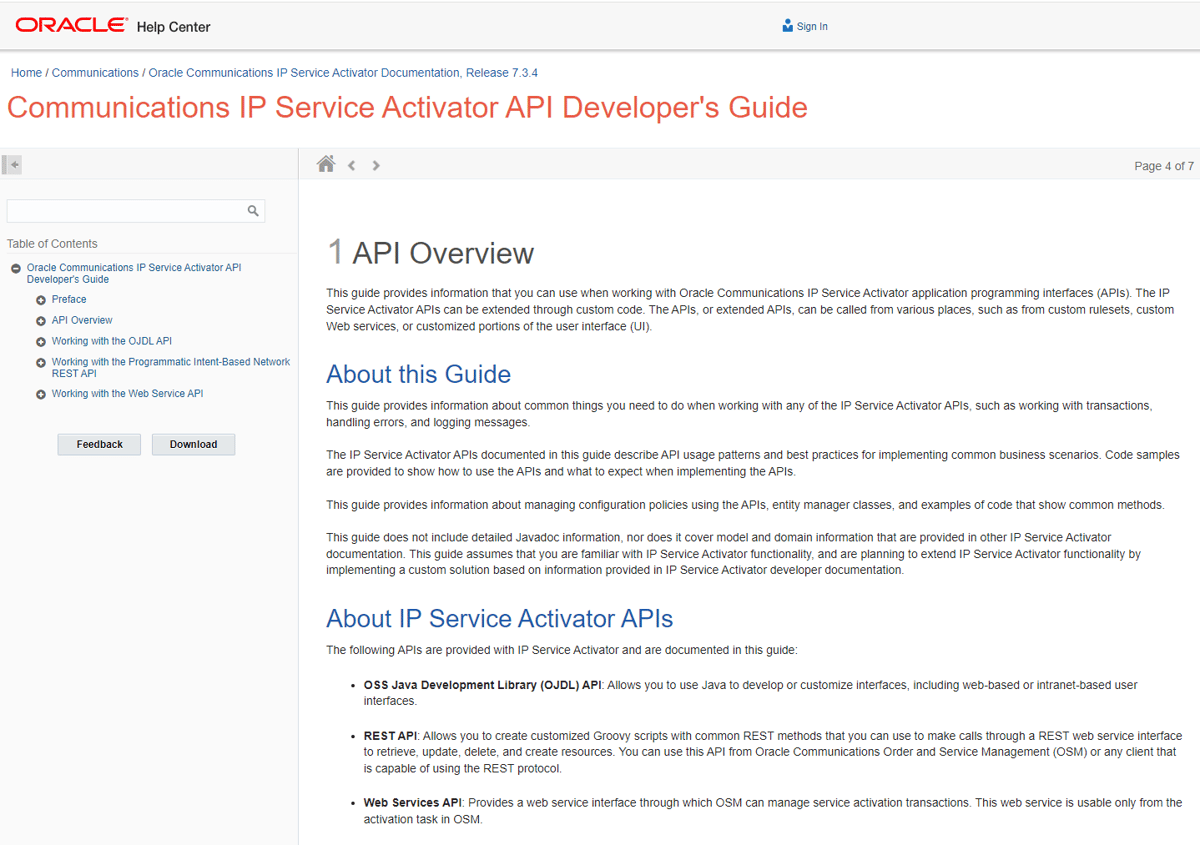 oracle api documentation overview