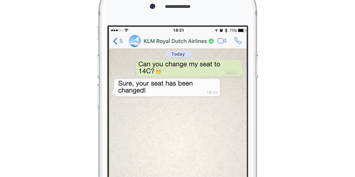conversational commerce klm whatsapp chat