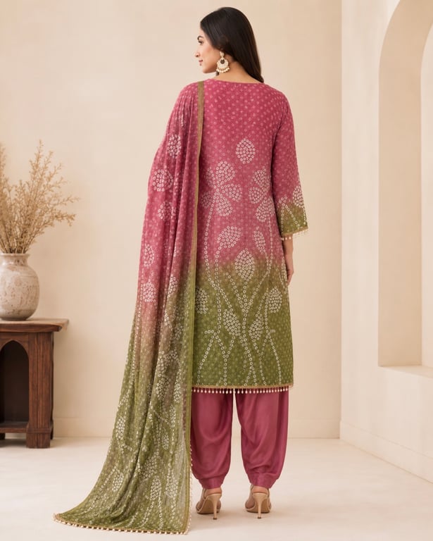 Zariya Bandhani Ombre Suit Set thumbnail 2