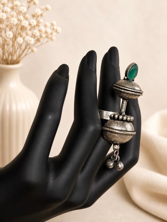 Green Stone Dome Statement Ring
