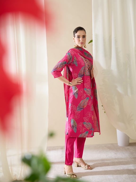 (Libas) Chanderi Silk Cotton Kurta Set thumbnail 4