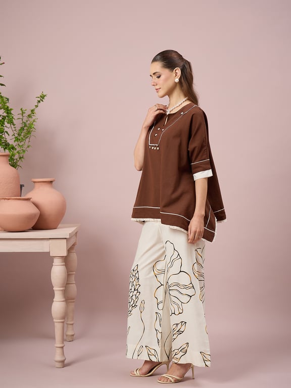 Mocha Brown Printed Co-ord Set thumbnail 2