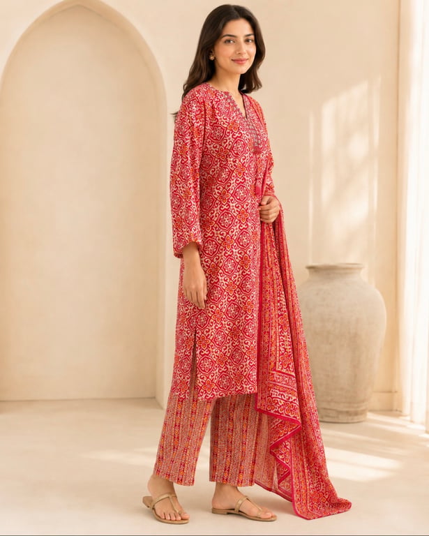 Crimson Heritage Printed Kurta Set thumbnail 2