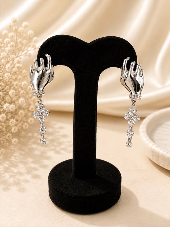Crystal Hand Drop Earrings