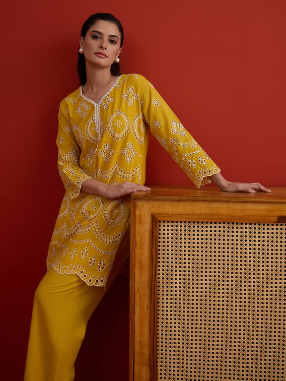 Mustard Bloom Embroidered Co-ord Set thumbnail 6