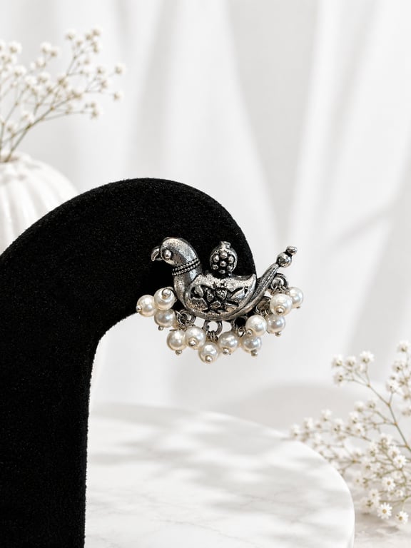 Peacock Pearl Cluster Stud Earrings thumbnail 3