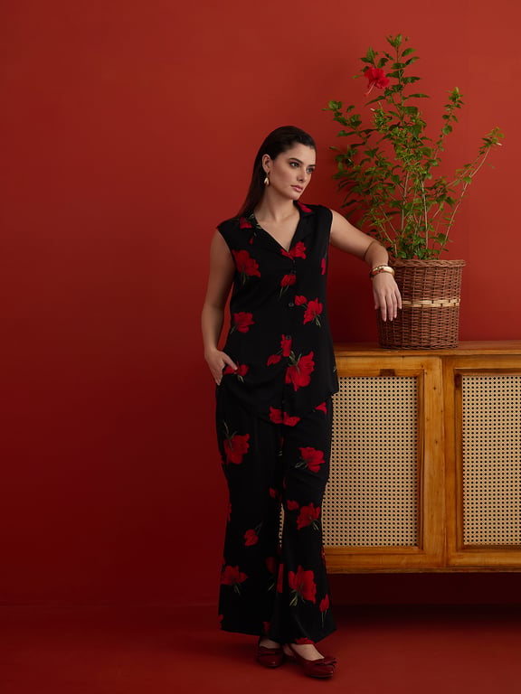 (Advita) Scarlet Bloom Viscose Blend Co-Ord Set thumbnail 4
