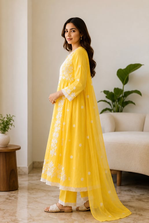Meadow Bloom Embroidered Anarkali Dupatta Set thumbnail 4