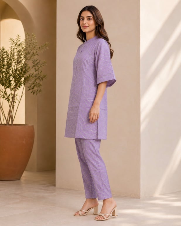 Heritage Floral Panel Kurta Pant Set thumbnail 2