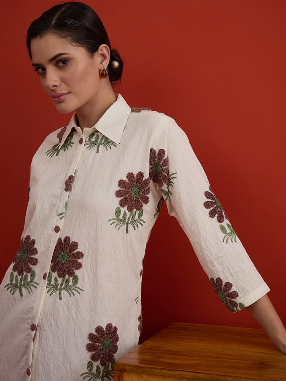 Autumn Bloom Embroidered Linen Co-Ord Set thumbnail 4