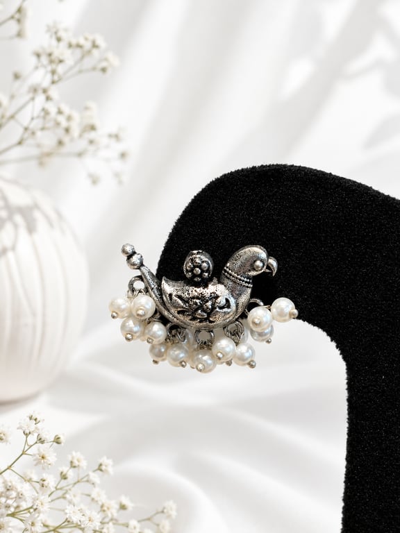 Peacock Pearl Cluster Stud Earrings thumbnail 2