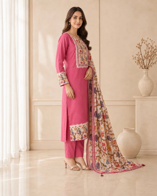 Rosewood Folk Print Kurta Set thumbnail 3
