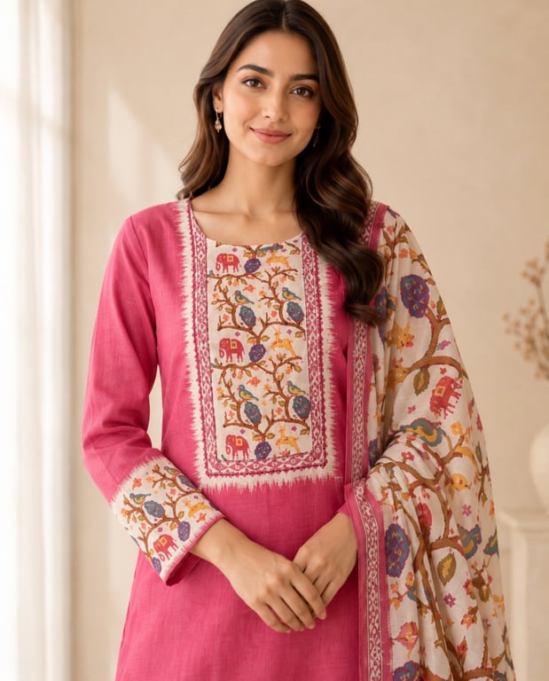 Rosewood Folk Print Kurta Set thumbnail 5
