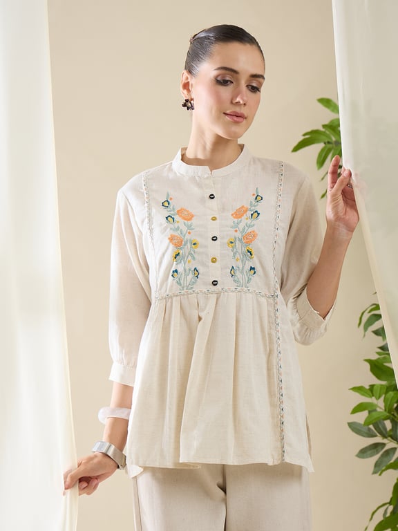 Heywomaniyaa Khadi Cotton Top Short Kurti