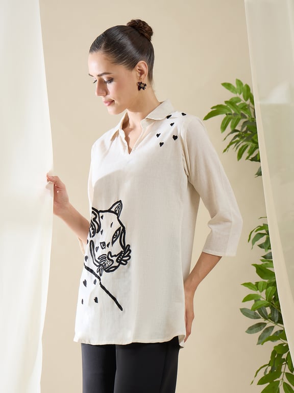 Heywomaniyaa Khadi Cotton Animal Print Shirt thumbnail 3