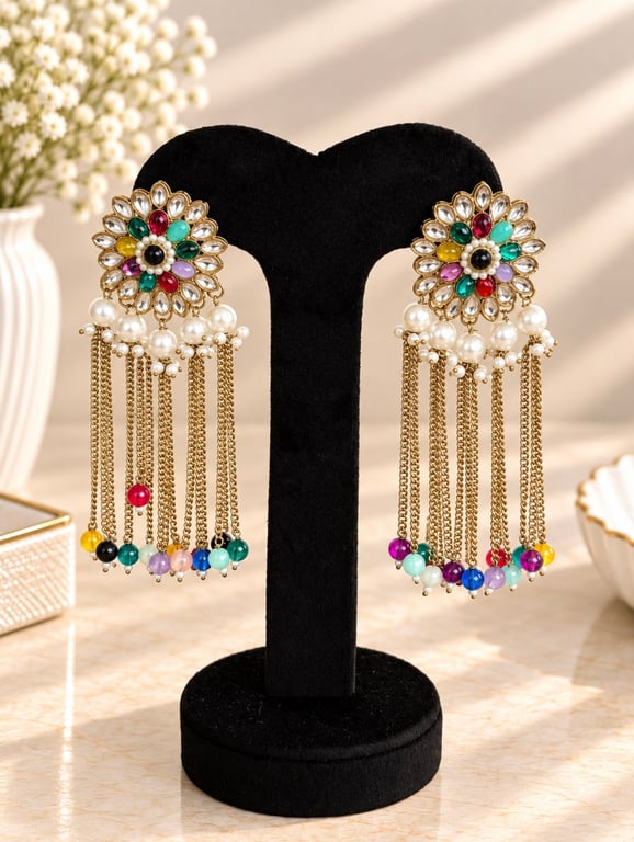 Multicolor Pearl Cascade Earrings