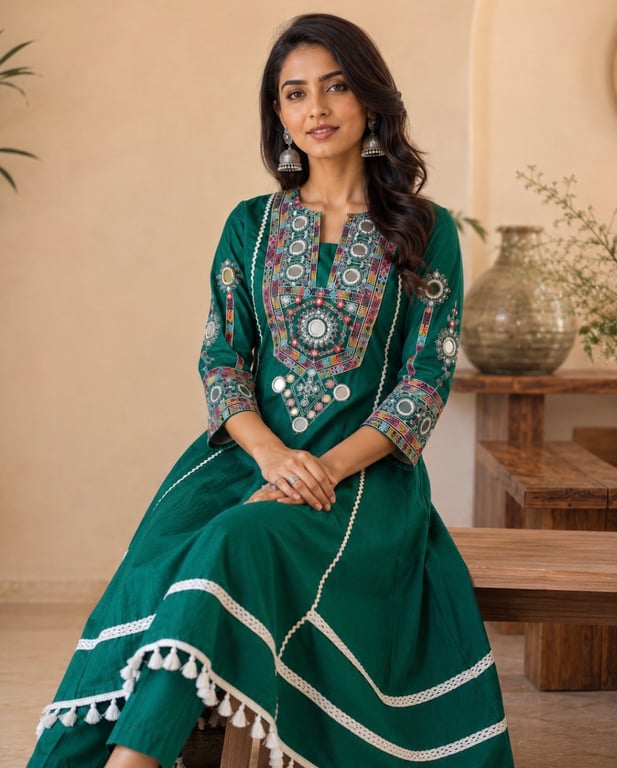 Mirror Work A-Line Kurta Pant Set thumbnail 4