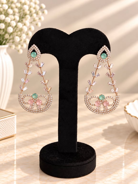 Blush Floral Hoop Drop Earrings