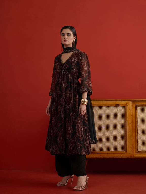 Biba Midnight Heritage Printed Anarkali Set thumbnail 3