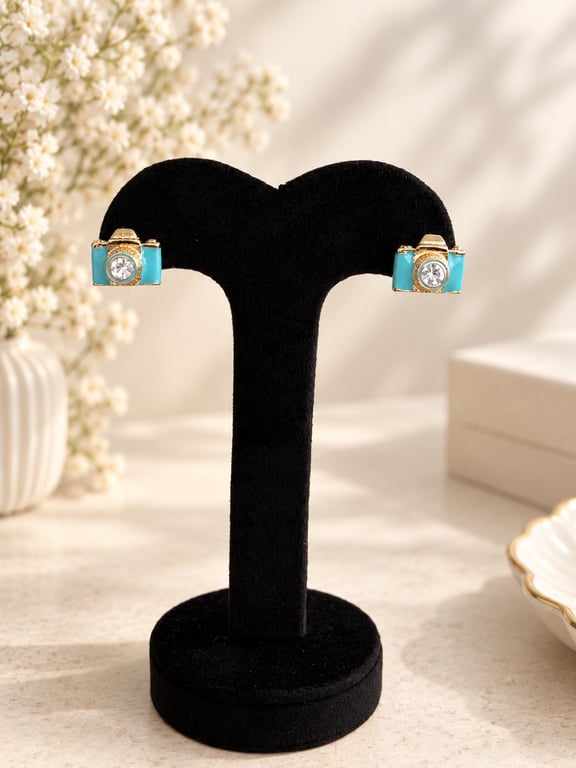 Turquoise Camera Stud Earrings
