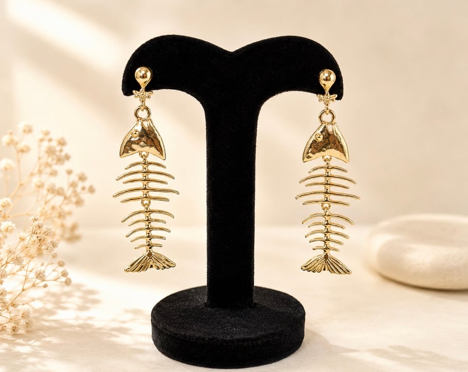 Fish Skeleton Drop Earrings