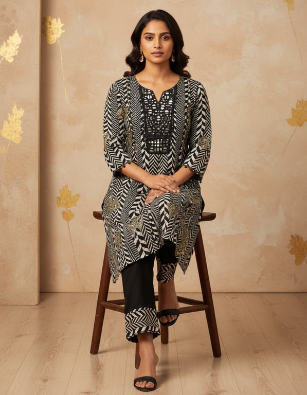 Botanical Embroidered Kurta Pant Set thumbnail 3
