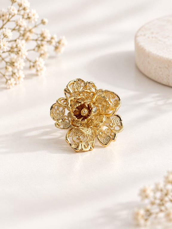 Ornate Floral Statement Ring