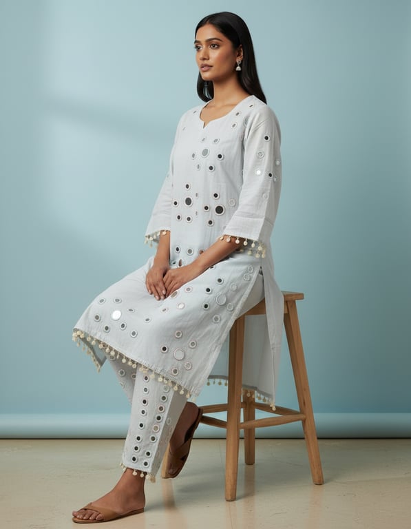 Floral Panel Printed Kurta Pant Set thumbnail 3