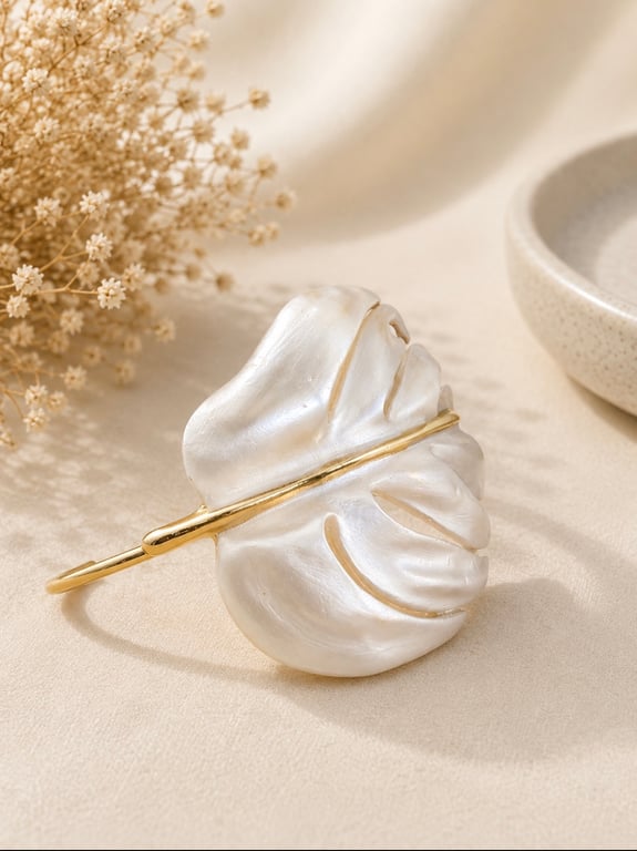 White Floral Cuff Bracelet thumbnail 2