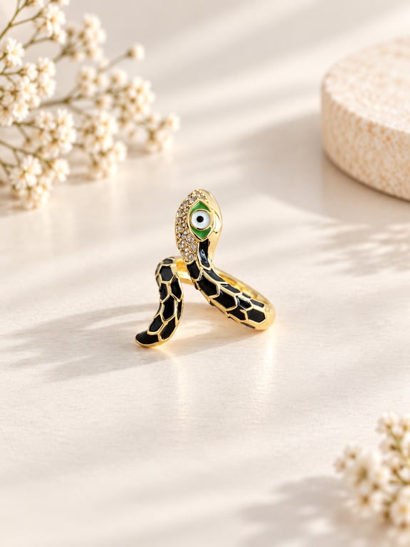 Emerald-Tone Snake Wrap Ring