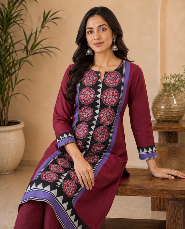 Medallion Print Kurta Pant Set thumbnail 3