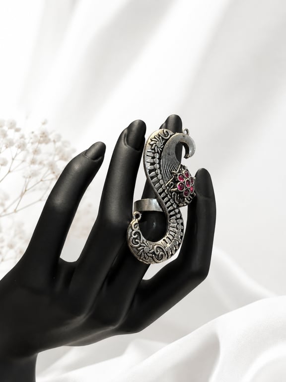 Royal Peacock Paisley Statement Ring