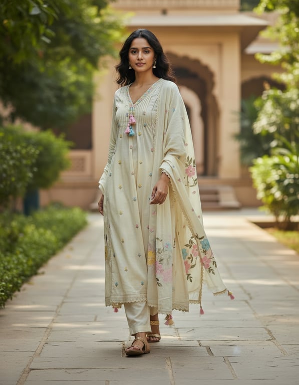 Garden Bloom Embroidered Kurta Dupatta Set thumbnail 2