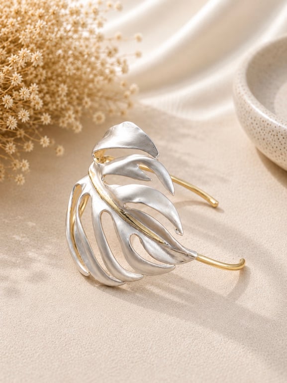 White Floral Cuff Bracelet