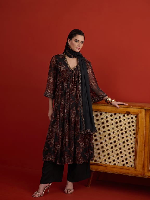 Biba Midnight Heritage Printed Anarkali Set thumbnail 5
