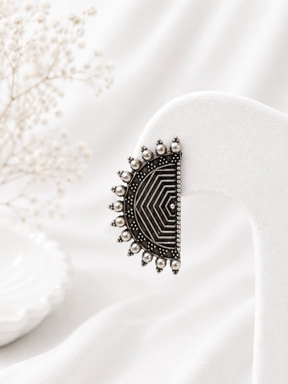 Sunburst Half-Moon Stud Earrings thumbnail 2