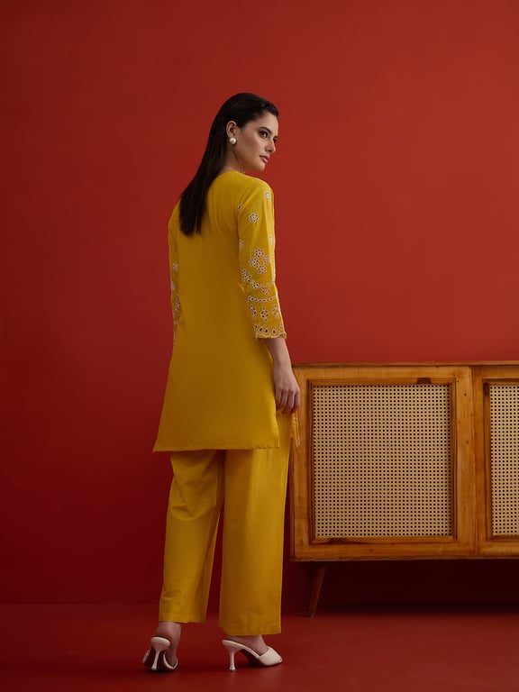 Mustard Bloom Embroidered Co-ord Set thumbnail 7