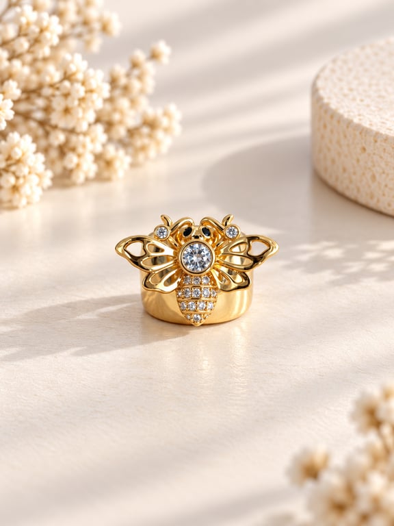 Ornate Crystal Floral Statement Ring