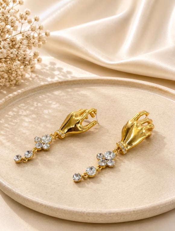 Crystal Hand Drop Earrings-silver thumbnail 2