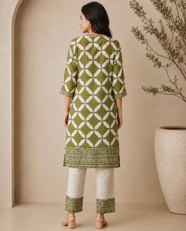 Geometric Print Kurta Pant Set thumbnail 4