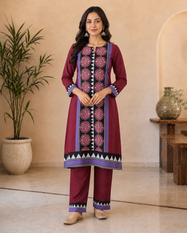 Medallion Print Kurta Pant Set