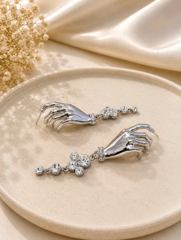 Crystal Hand Drop Earrings thumbnail 2