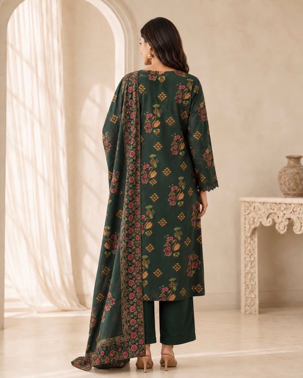 Emerald Floral Heritage Kurta Set thumbnail 5