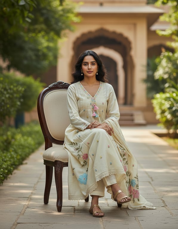 Garden Bloom Embroidered Kurta Dupatta Set thumbnail 3