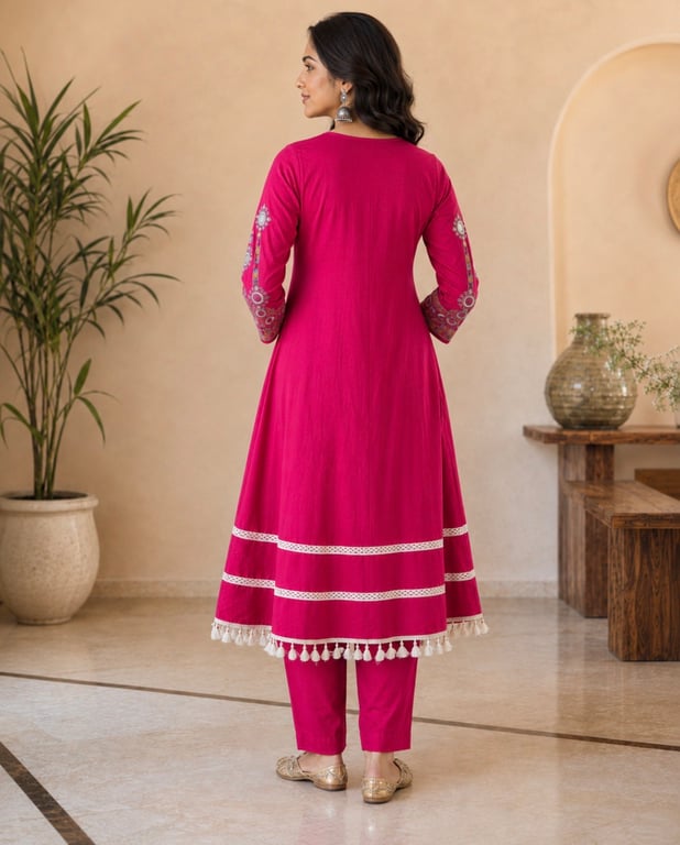 Floral Vine Embroidered Kurta Pant Set thumbnail 4