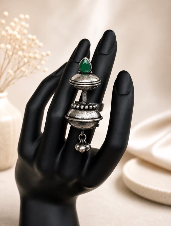 Green Stone Dome Statement Ring thumbnail 2
