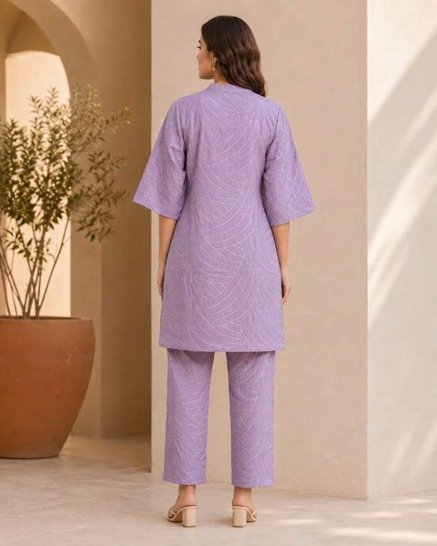 Heritage Floral Panel Kurta Pant Set thumbnail 5